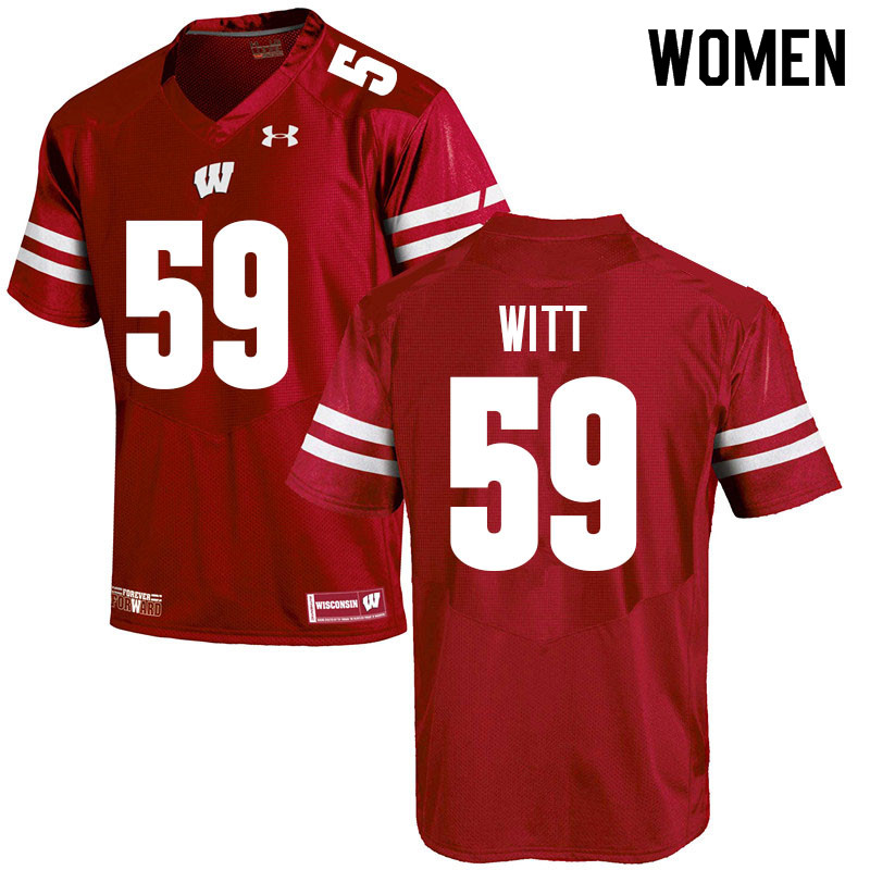 Wisconsin Badgers Women's #59 Aaron Witt NCAA Under Armour Authentic Red College Stitched Football Jersey ZC40K02KB